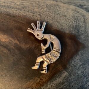 Kokopelli Sterling Silver Brooch Pendant Vintage Signed AM Sterling.